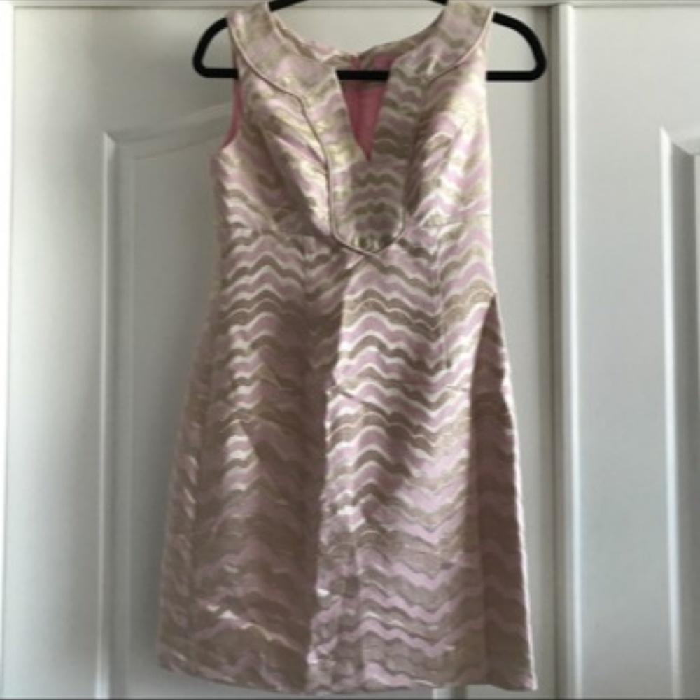 Lilly Pulitzer Pink Gold Metallic Sleeveless Dress